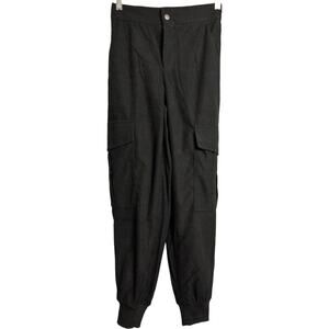 NWT Area Stars Black Waffle Cargo Pant Multiple Pockets Elastic Cuffs Size XS